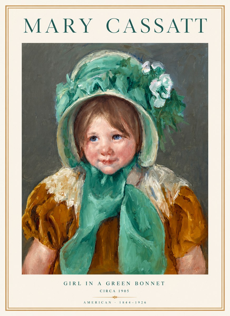 Mary Cassatt Girl in a Green Bonnet No3 - Poszter