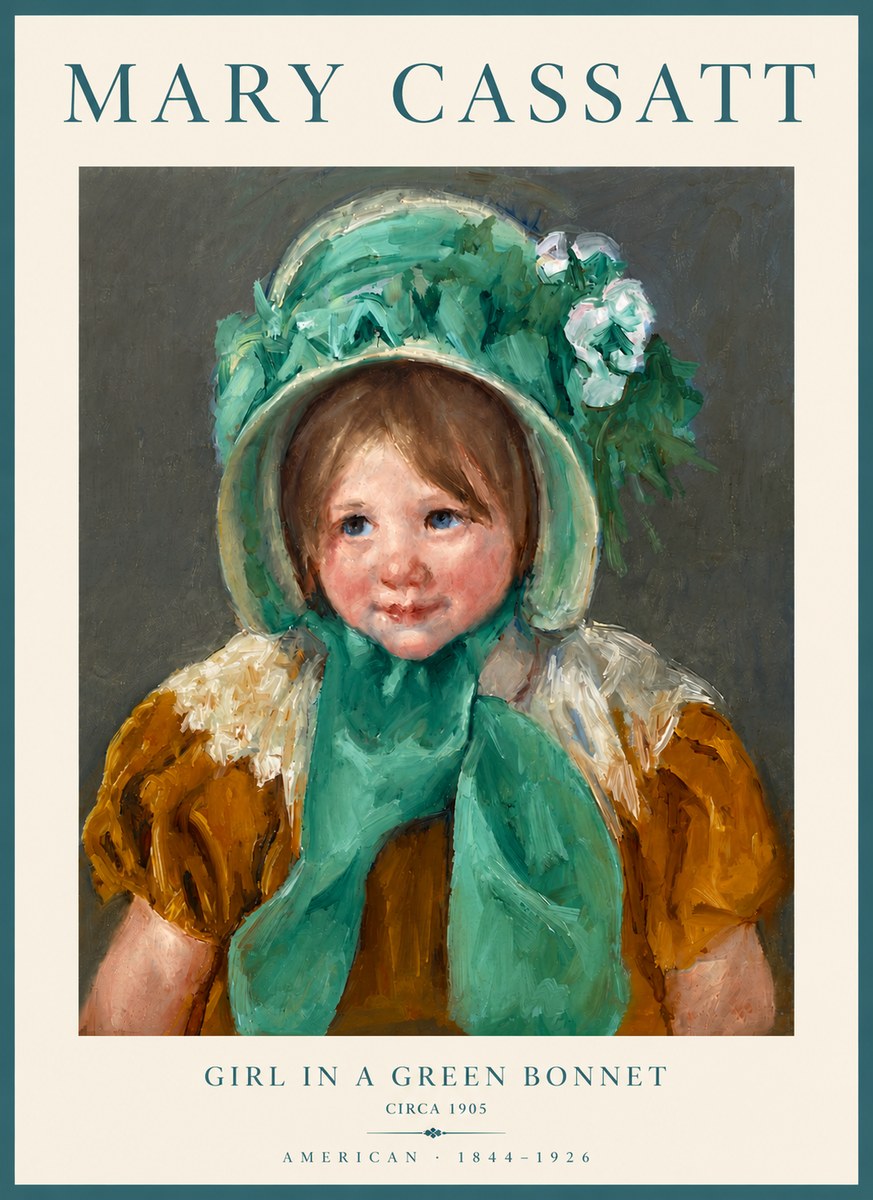 Mary Cassatt Girl in a Green Bonnet No6 - Poszter