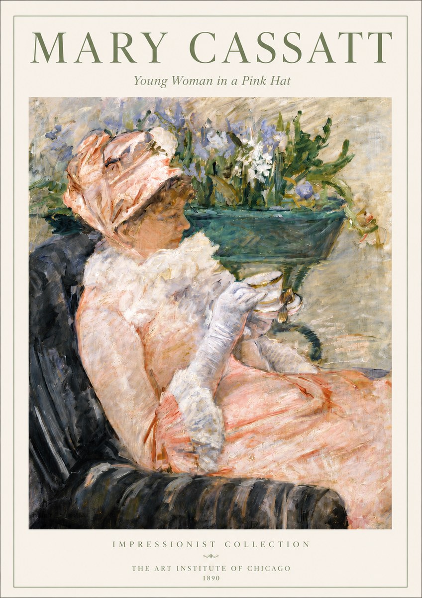Mary Cassatt Young Woman in a Pink Hat No3 - Poszter