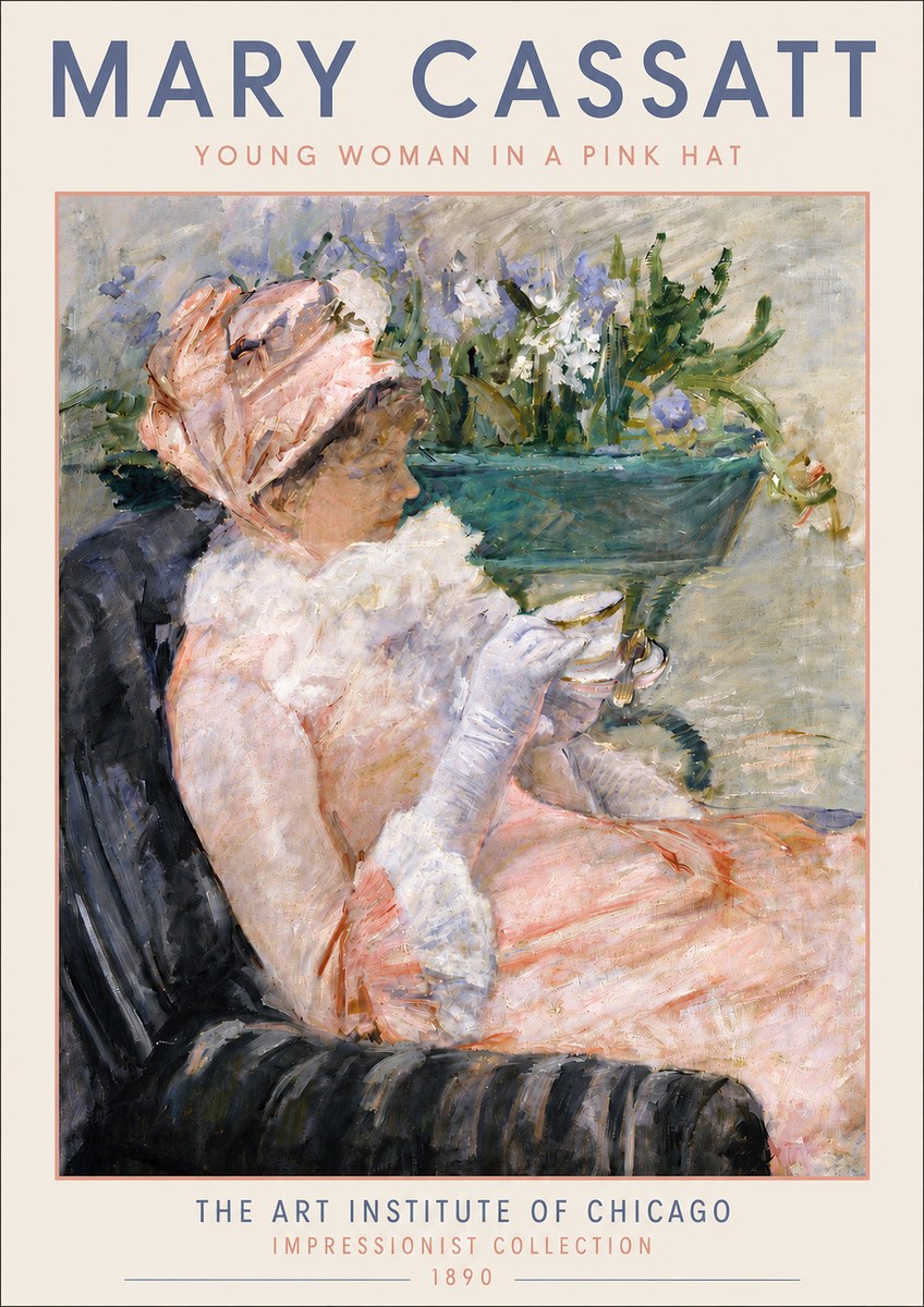 Mary Cassatt Young Woman in a Pink Hat No4 - Poszter
