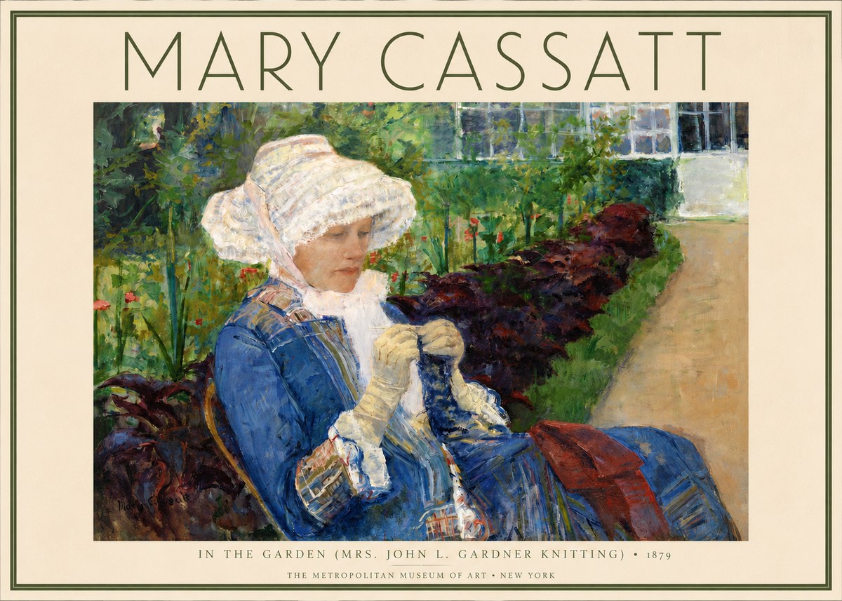 Mary Cassatt In the Garden (Mrs. John L. Gardner Knitting) No2 - Poszter