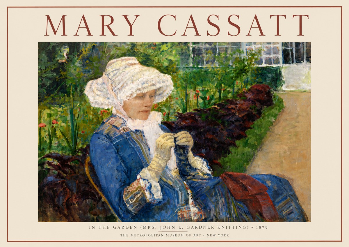Mary Cassatt In the Garden (Mrs. John L. Gardner Knitting) No3 - Poszter