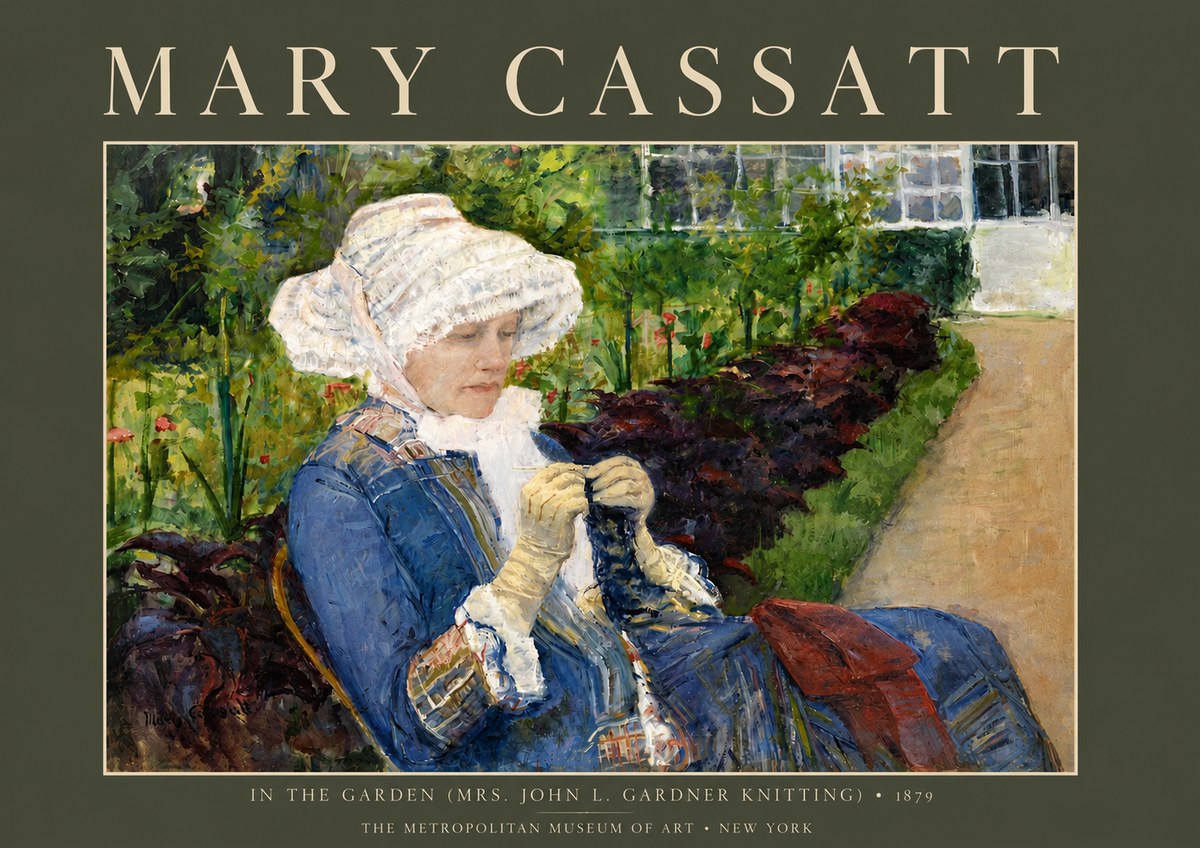 Mary Cassatt In the Garden (Mrs. John L. Gardner Knitting) No5 - Poszter