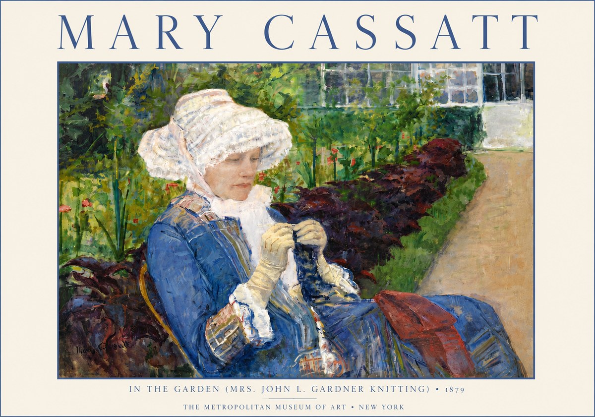 Mary Cassatt In the Garden (Mrs. John L. Gardner Knitting) No6 - Poszter