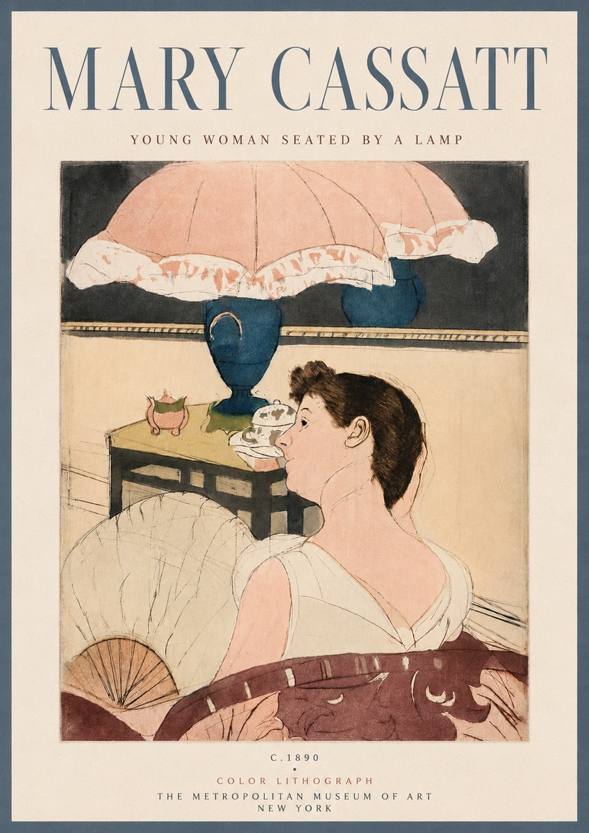 Mary Cassatt Young Woman Seated by a Lamp No6 - Poszter