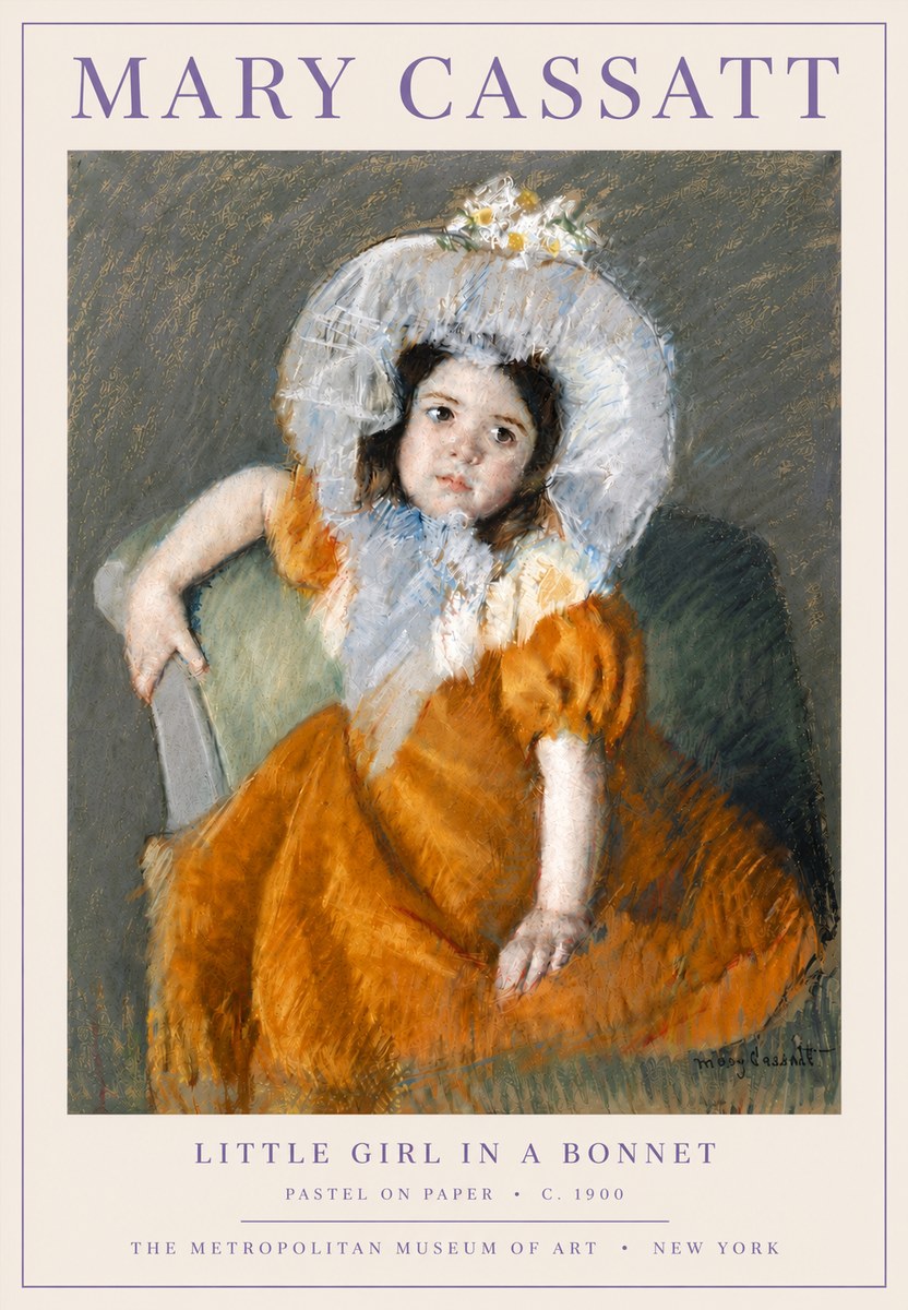 Mary Cassatt Little Girl in a Bonnet No6 - Poszter