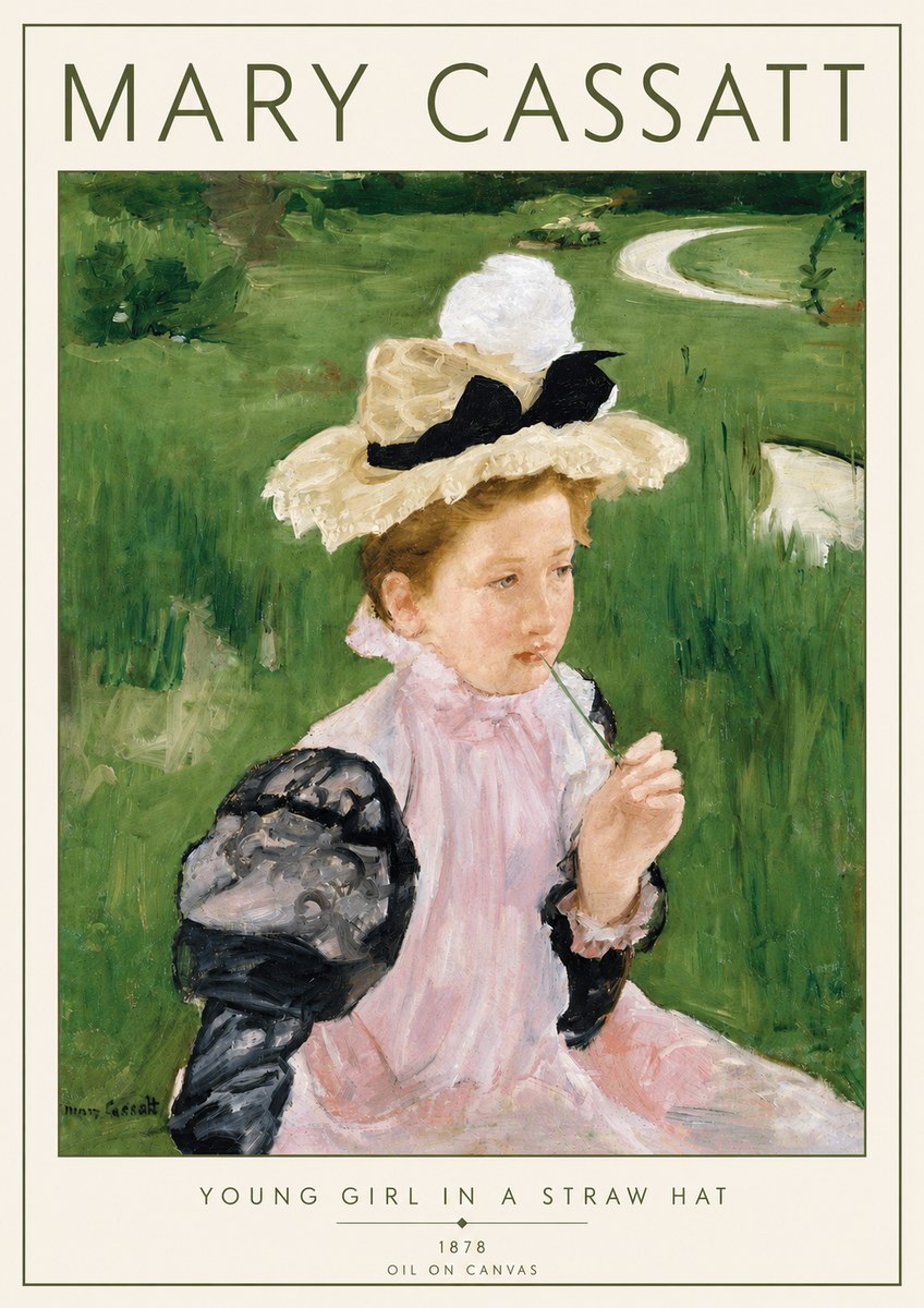 Mary Cassatt Young Girl in a Straw Hat No5 - Poszter