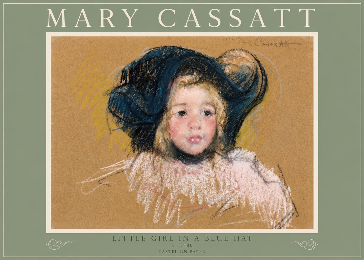 Mary Cassatt Little Girl in a Blue Hat No3 - Poszter