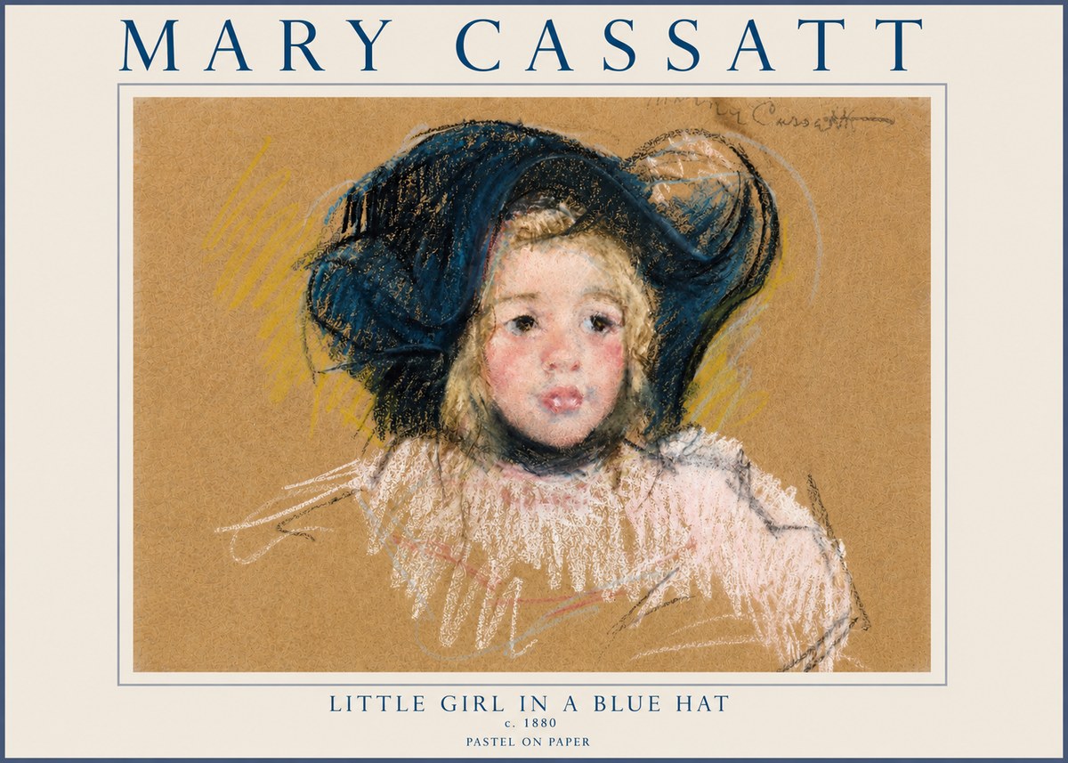 Mary Cassatt Little Girl in a Blue Hat No5 - Poszter