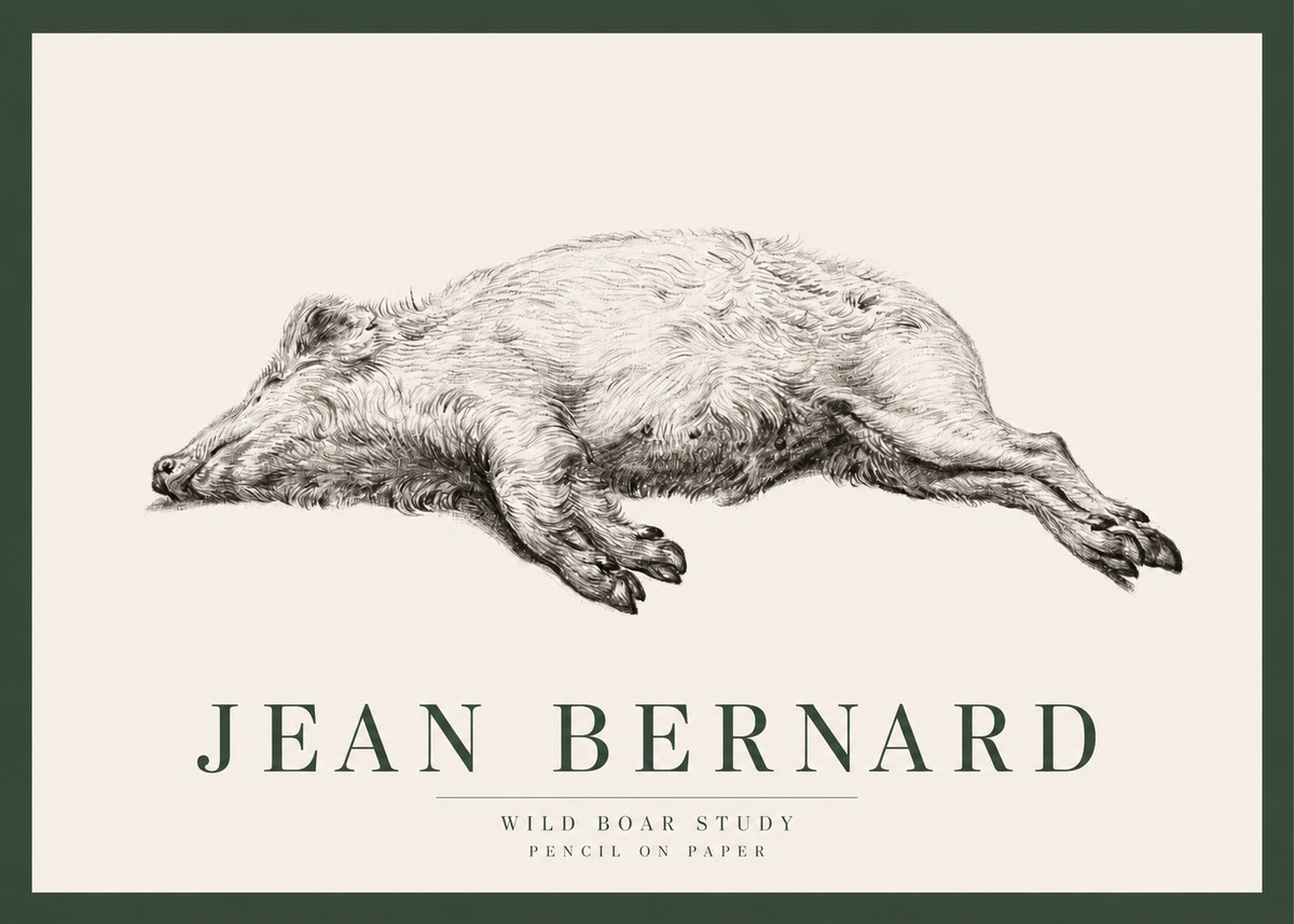 Jean Bernard Wild Boar Study No2 - Poszter