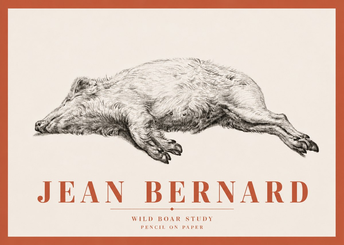Jean Bernard Wild Boar Study No3 - Poszter
