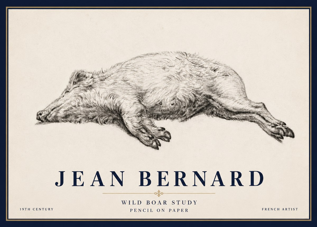 Jean Bernard Wild Boar Study No6 - Poszter