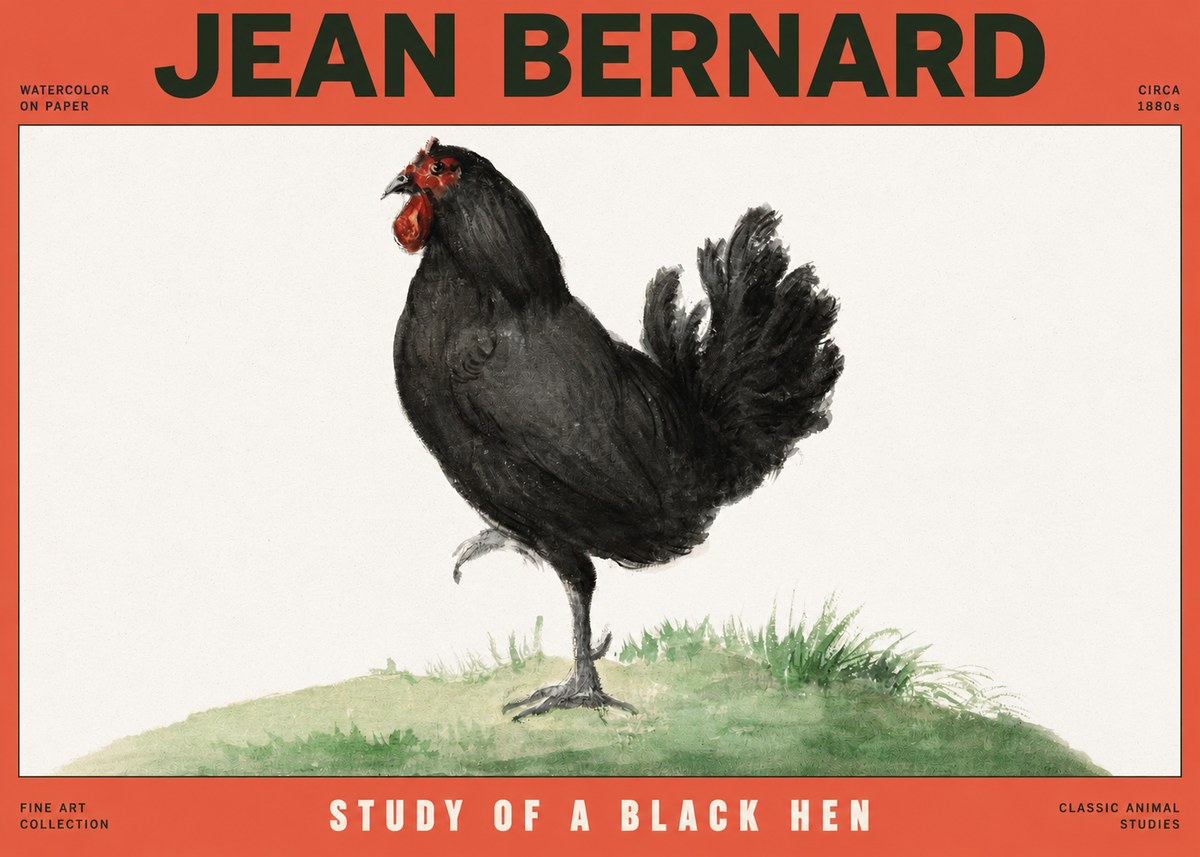 Jean Bernard Study of a Black Hen No2 - Poszter