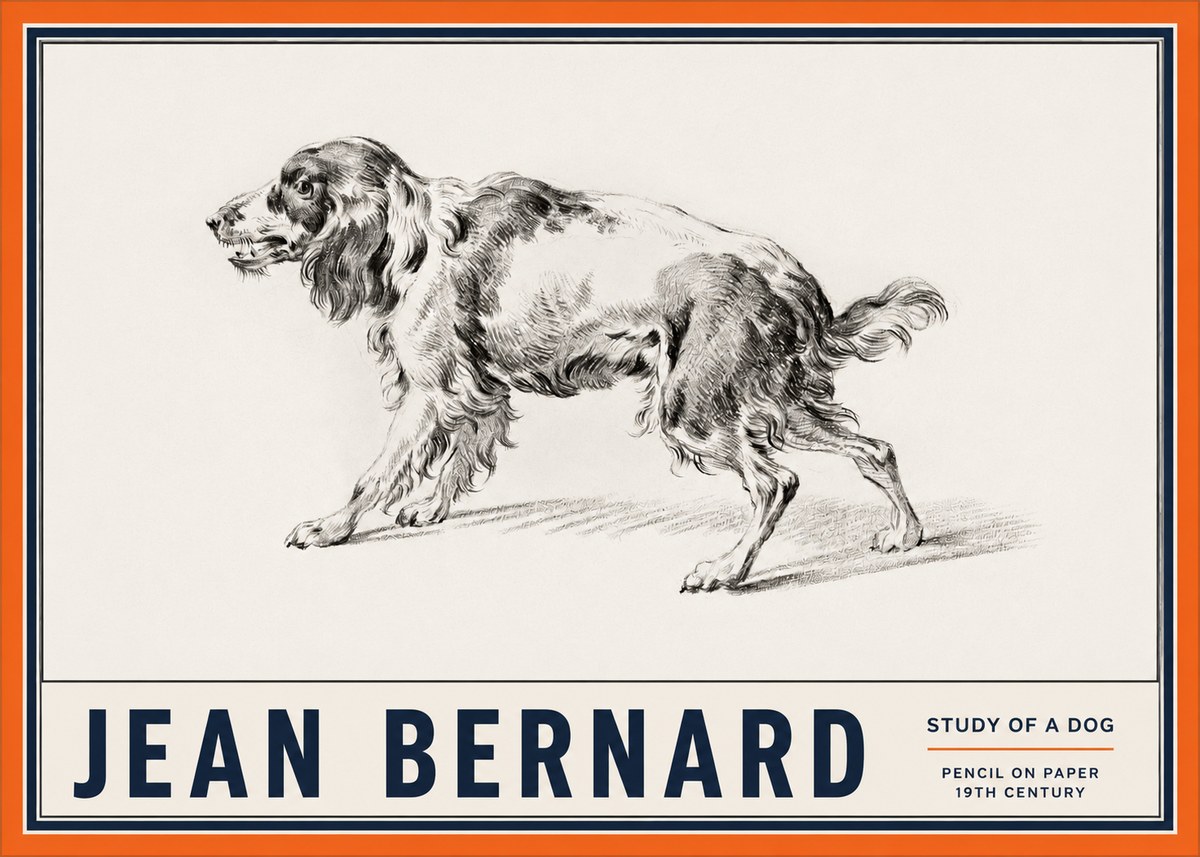 Jean Bernard Study of a Dog V No2 - Poszter