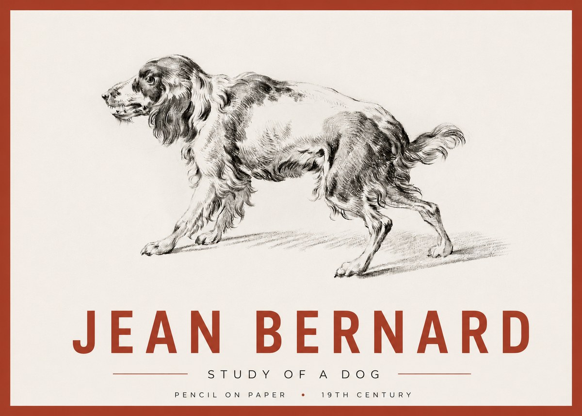Jean Bernard Study of a Dog V No4 - Poszter