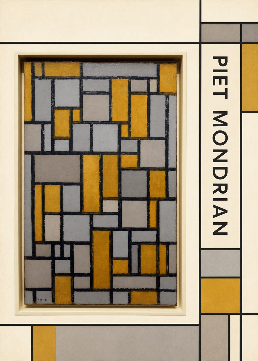 Piet Mondrian Composition in Grey and Yellow No2 - Poszter
