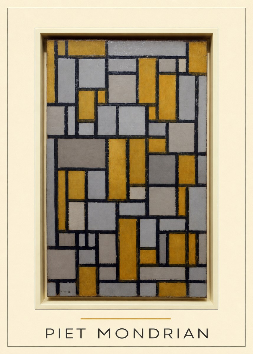 Piet Mondrian Composition in Grey and Yellow No4 - Poszter