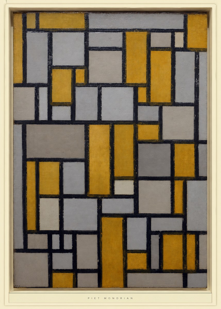 Piet Mondrian Composition in Grey and Yellow No6 - Poszter