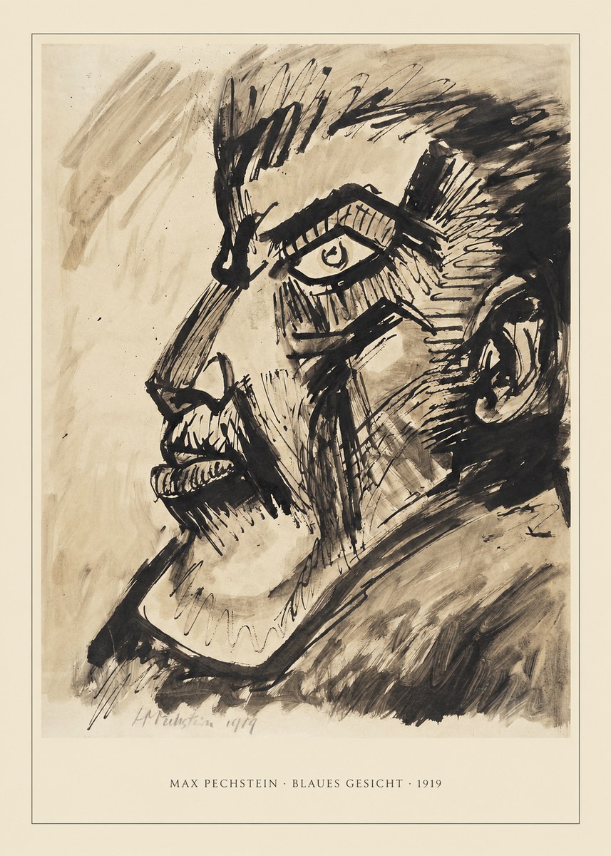 Max Pechstein Blaues Gesicht No3 - Poszter