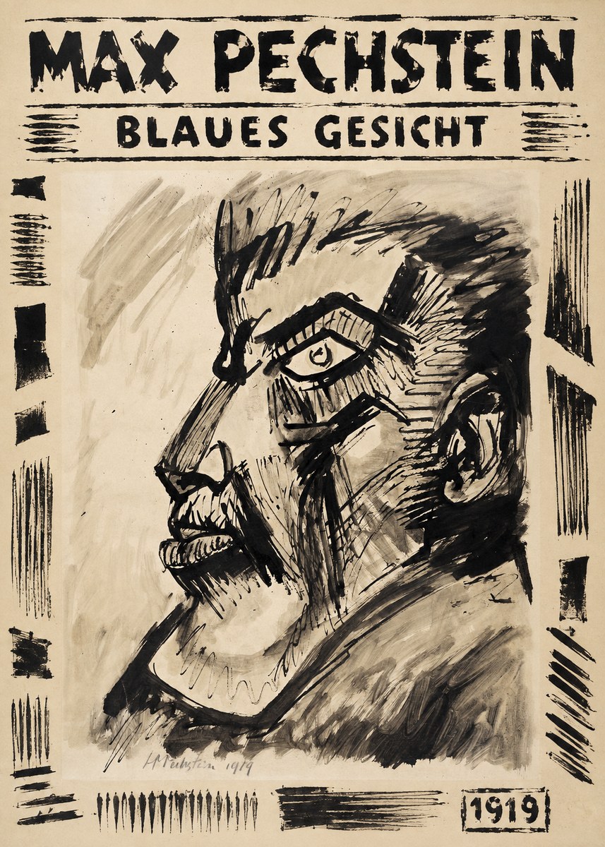 Max Pechstein Blaues Gesicht No6 - Poszter