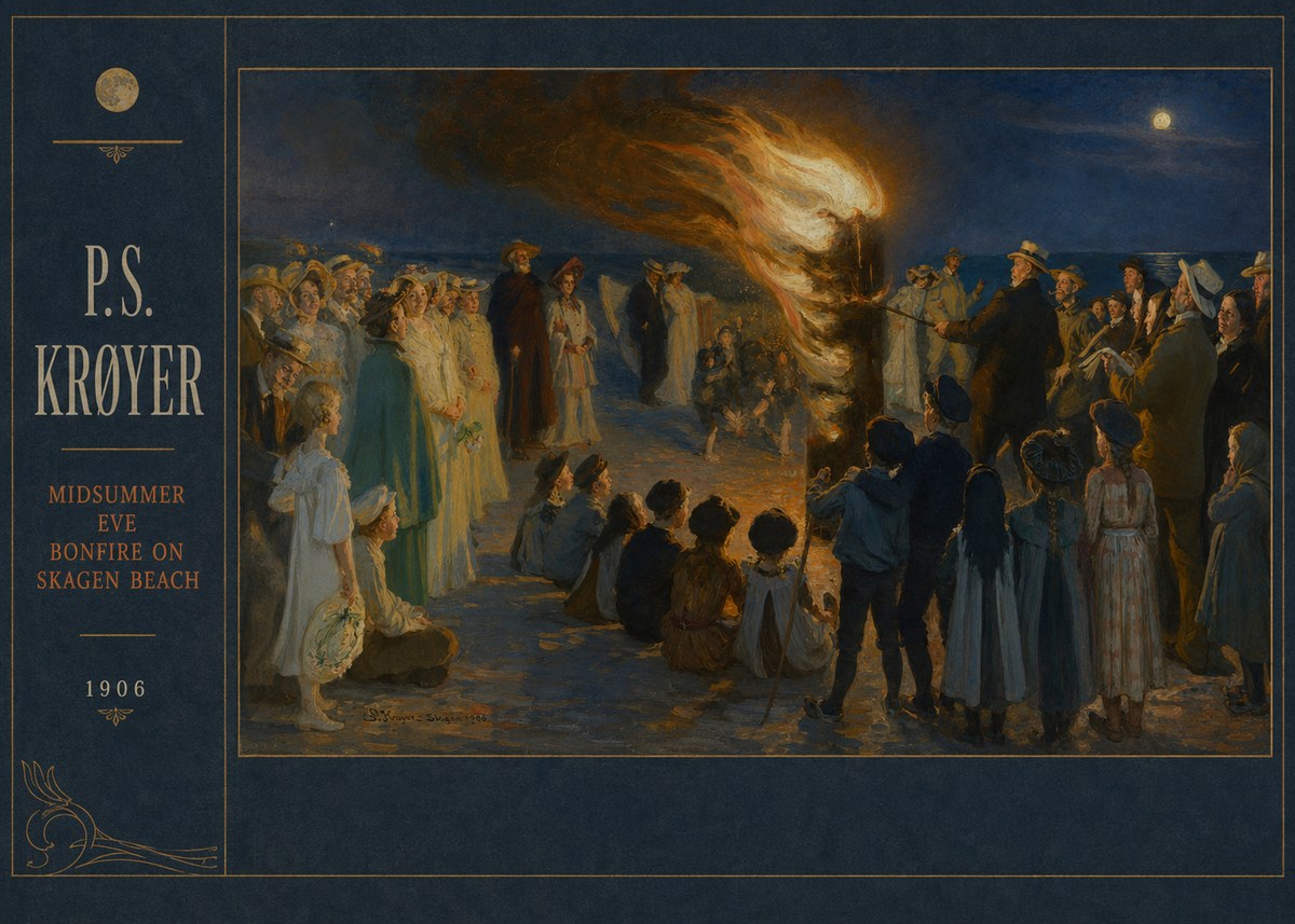 P.S. Krøyer Midsummer Eve Bonfire on Skagen Beach · 1906 No5 - Poszter