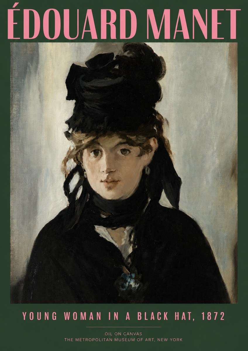 Édouard Manet Young Woman in a Black Hat, 1872 No2 - Poszter