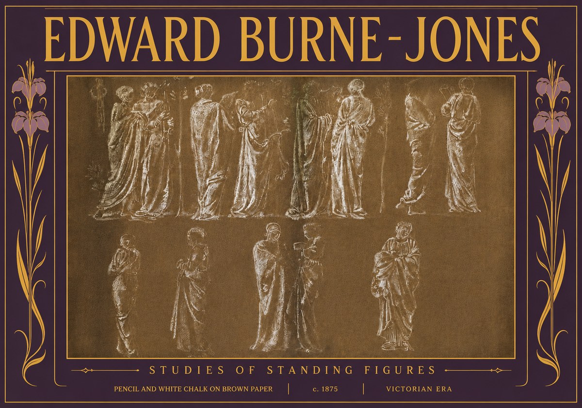 Edward Burne-Jones Studies of Standing Figures No5 - Poszter