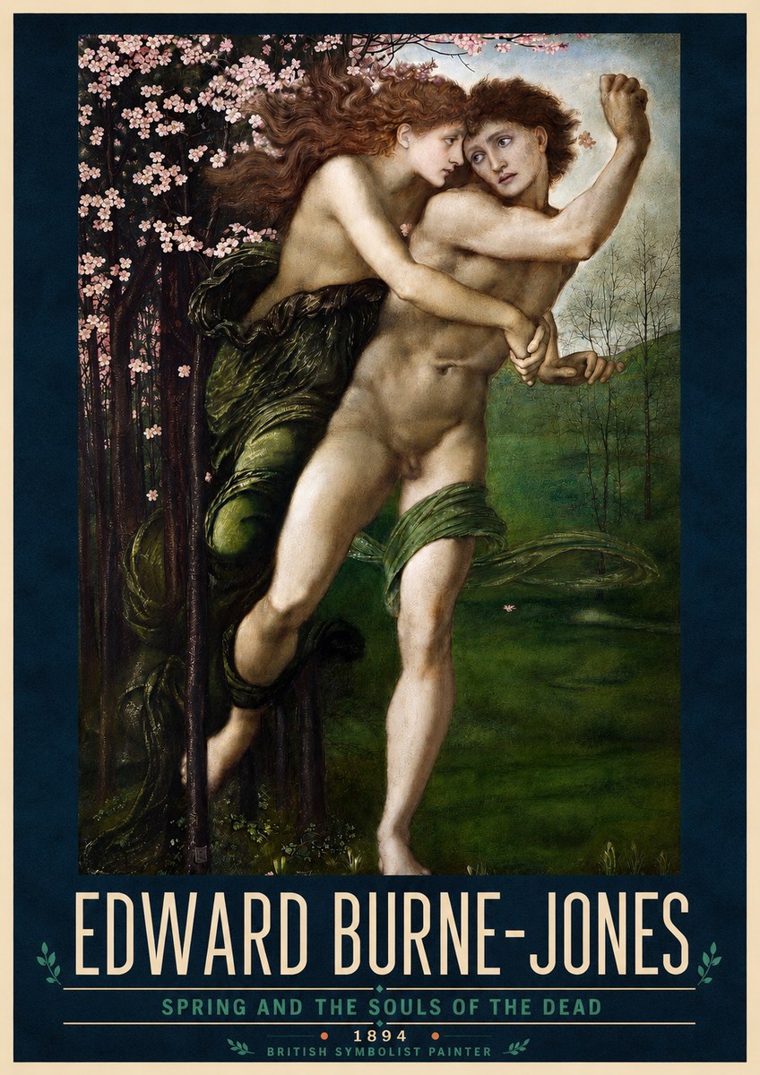 Edward Burne-Jones Springtime and the Spring No5 - Poszter