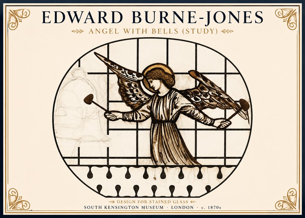 Edward Burne-Jones Angel with Bells (Study) No1 - Poszter