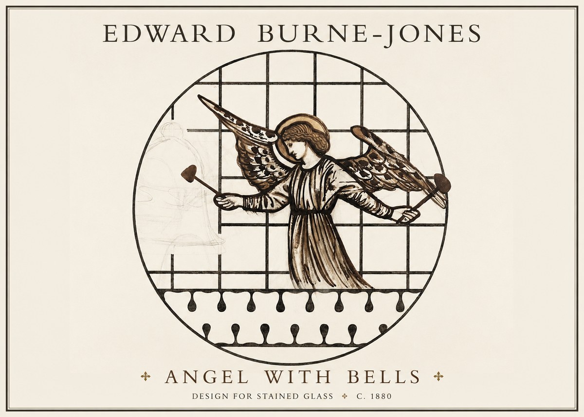 Edward Burne-Jones Angel with Bells (Study) No2 - Poszter