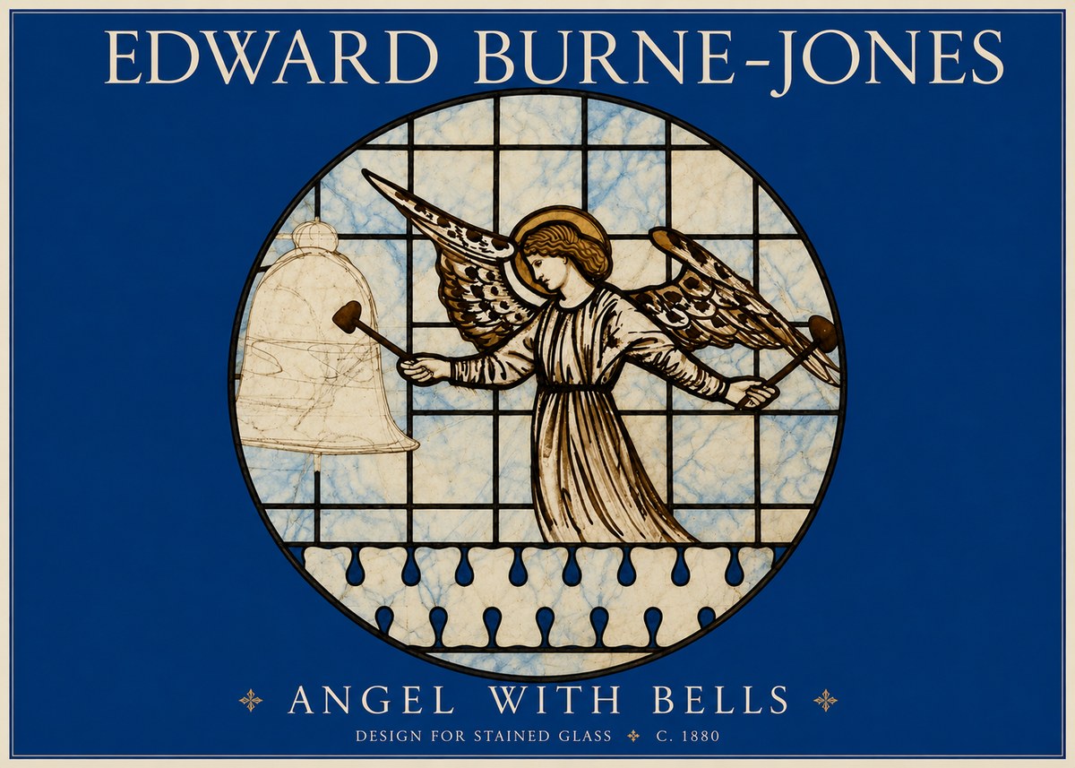 Edward Burne-Jones Angel with Bells (Study) No4 - Poszter
