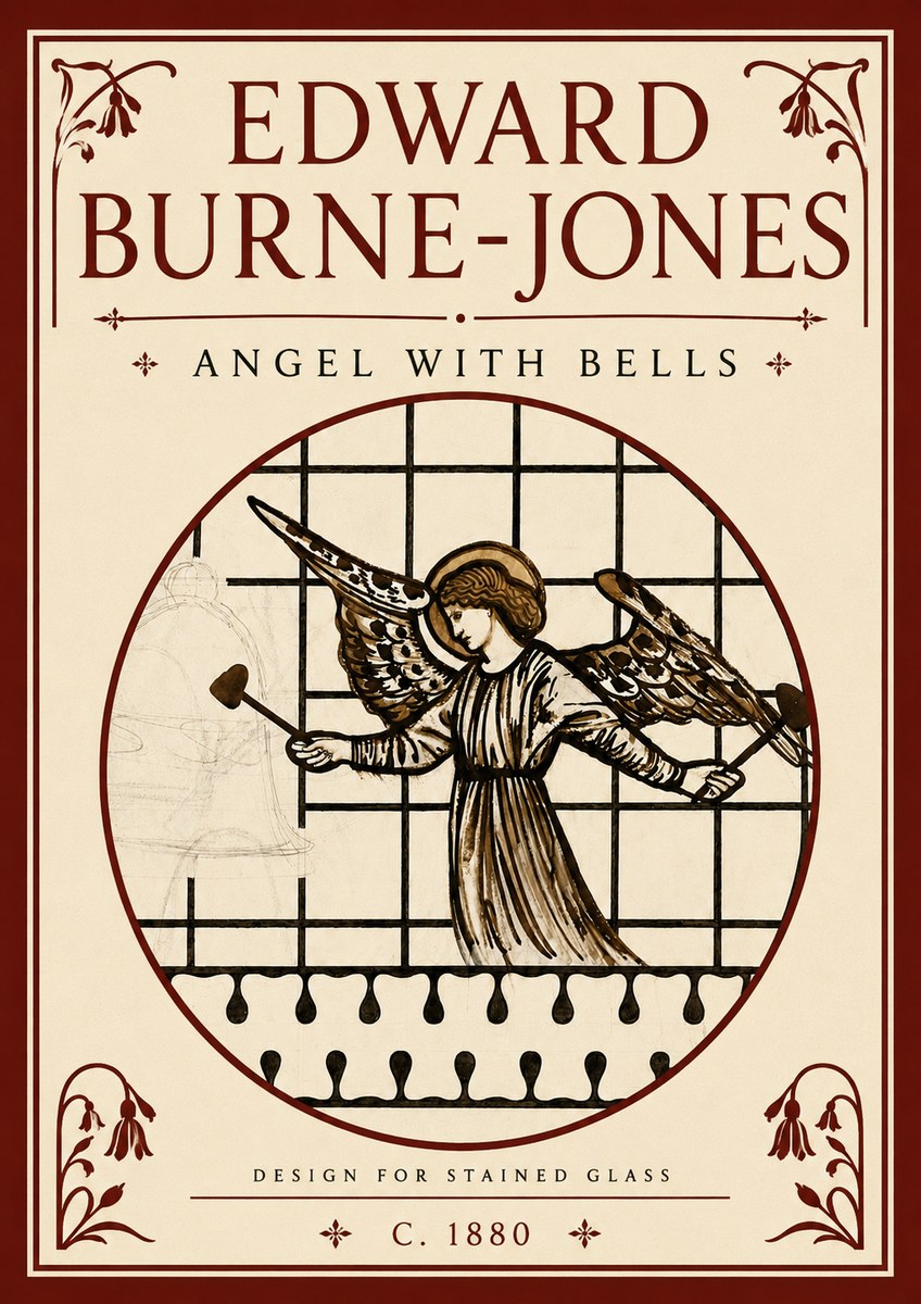 Edward Burne-Jones Angel with Bells (Study) No6 - Poszter