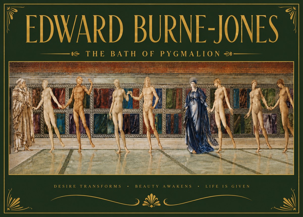 Edward Burne-Jones The Bath of Pygmalion No6 - Poszter