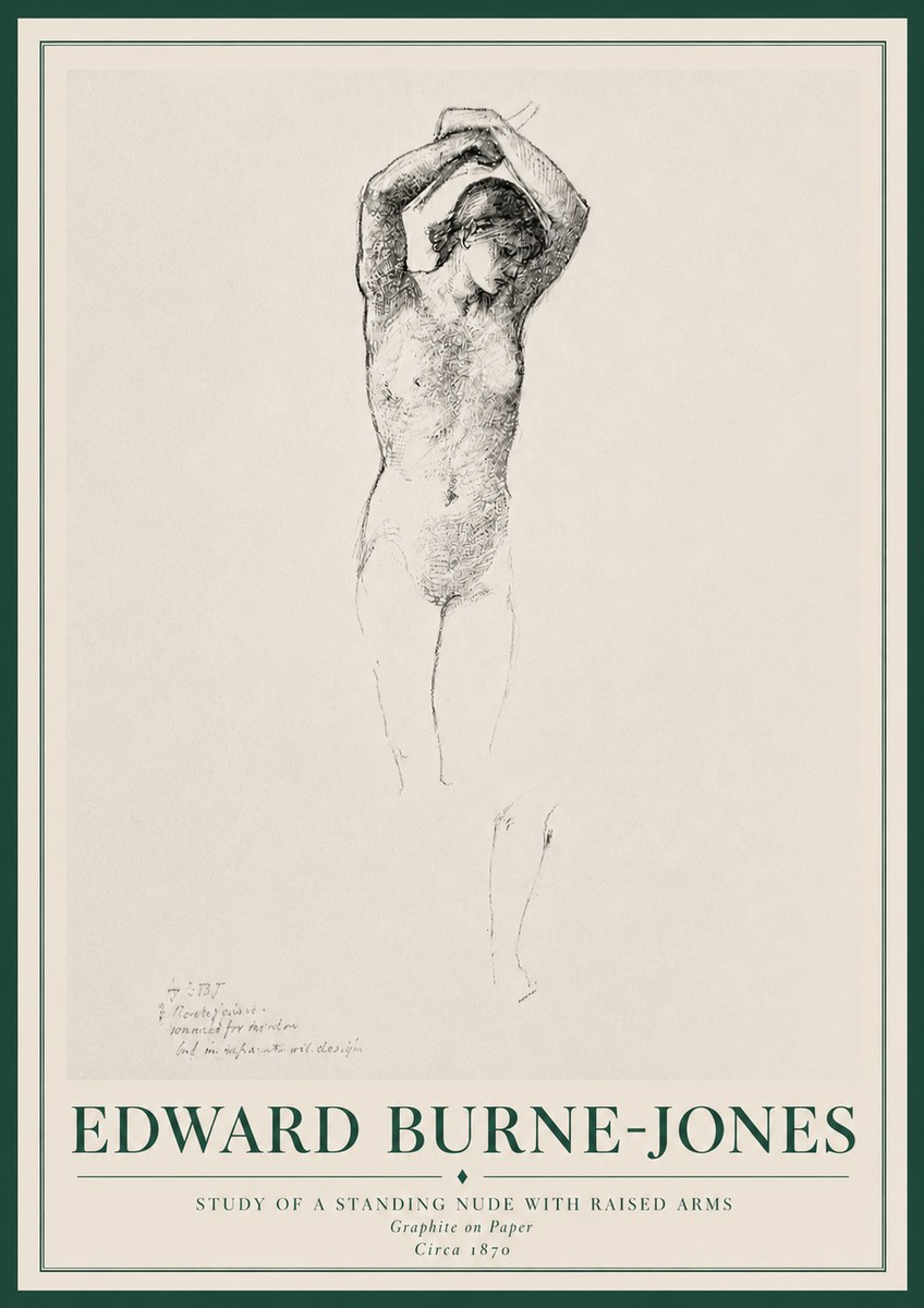 Edward Burne-Jones Standing Nude with Raised Arms (Study) No3 - Poszter