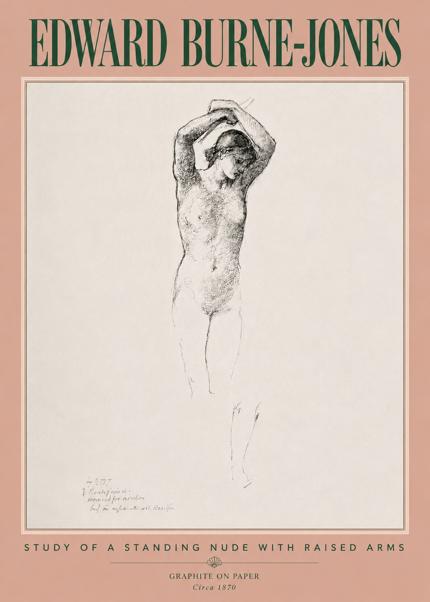 Edward Burne-Jones Standing Nude with Raised Arms (Study) No5 - Poszter