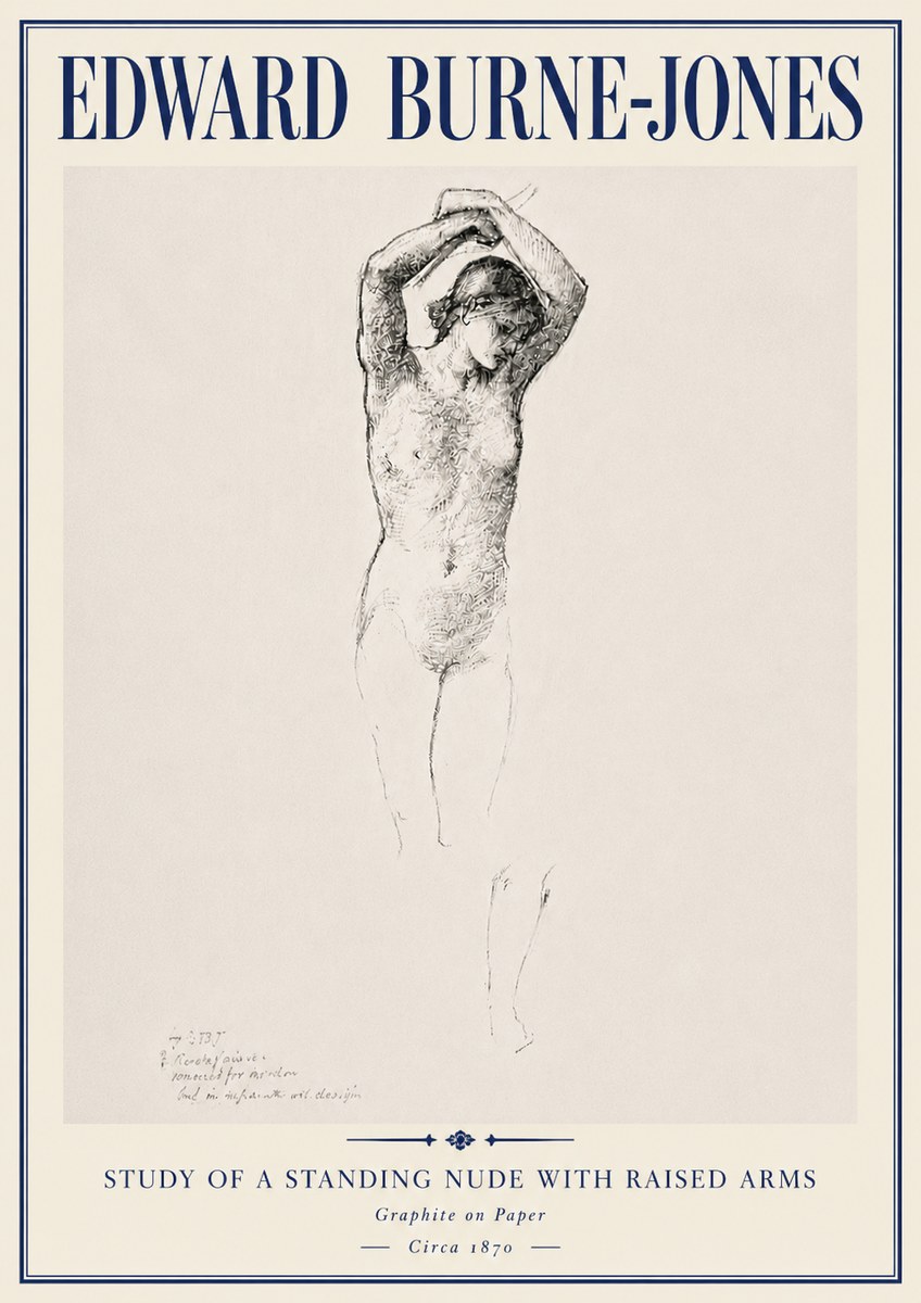 Edward Burne-Jones Standing Nude with Raised Arms (Study) No6 - Poszter