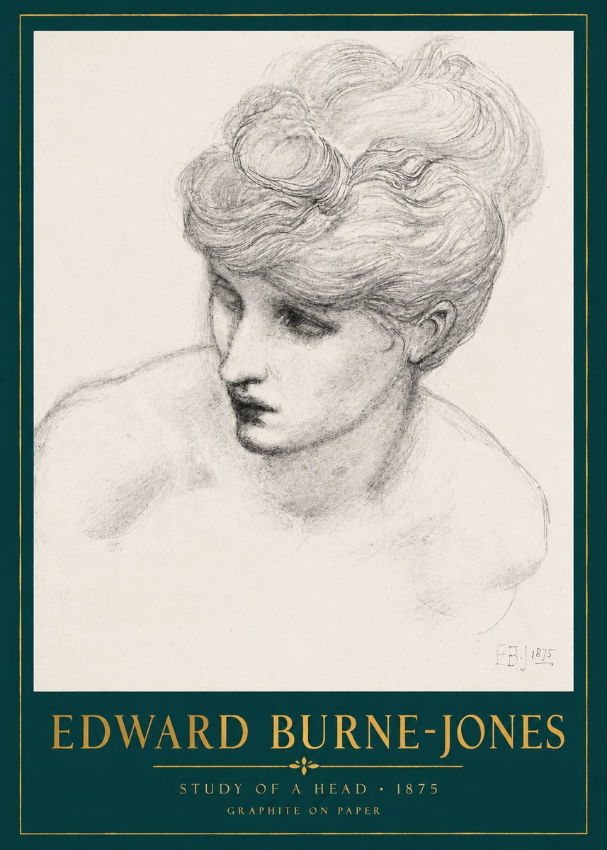 Edward Burne-Jones Study of a Head No2 - Poszter