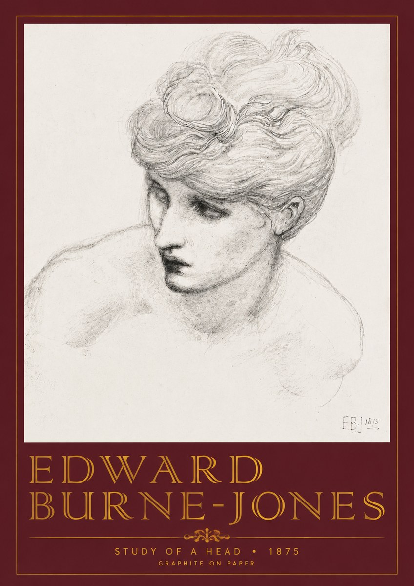 Edward Burne-Jones Study of a Head No4 - Poszter