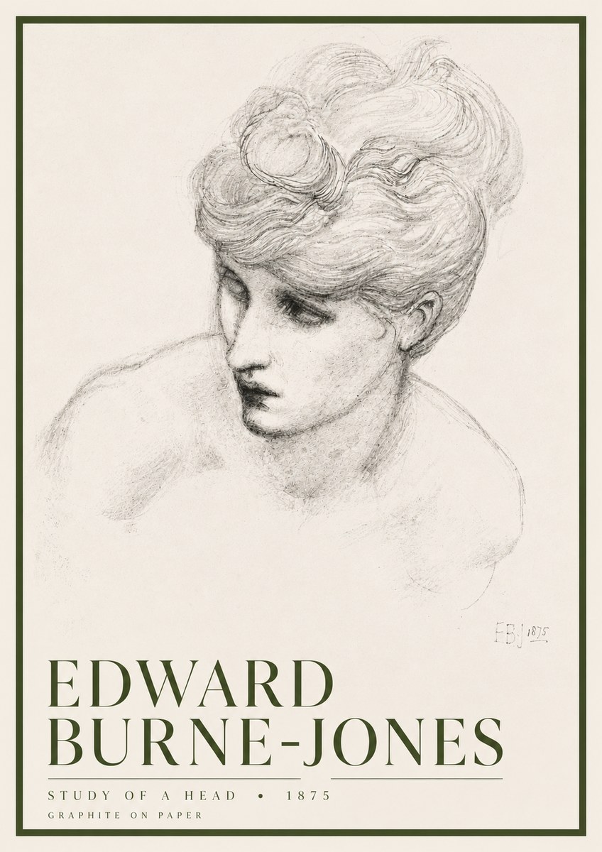 Edward Burne-Jones Study of a Head No6 - Poszter