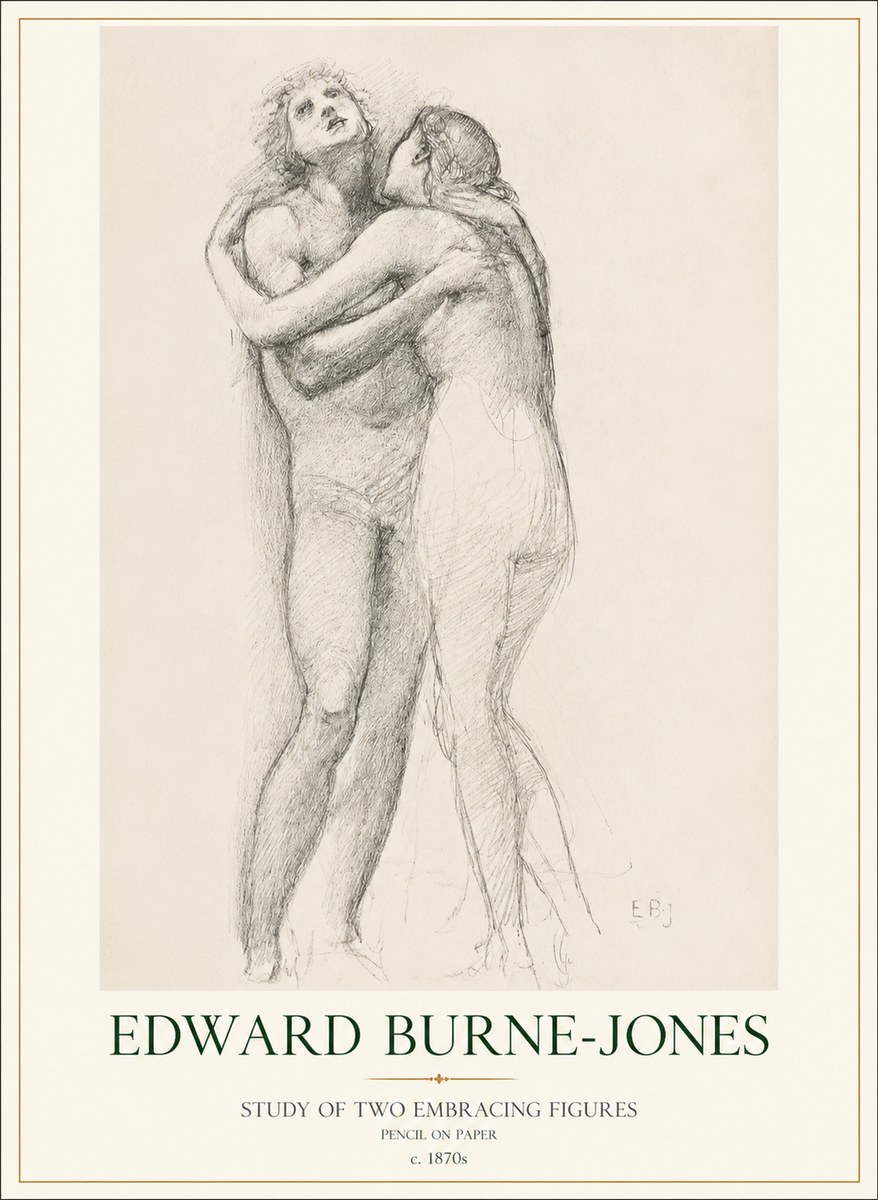 Edward Burne-Jones Study of Two Embracing Figures No1 - Poszter