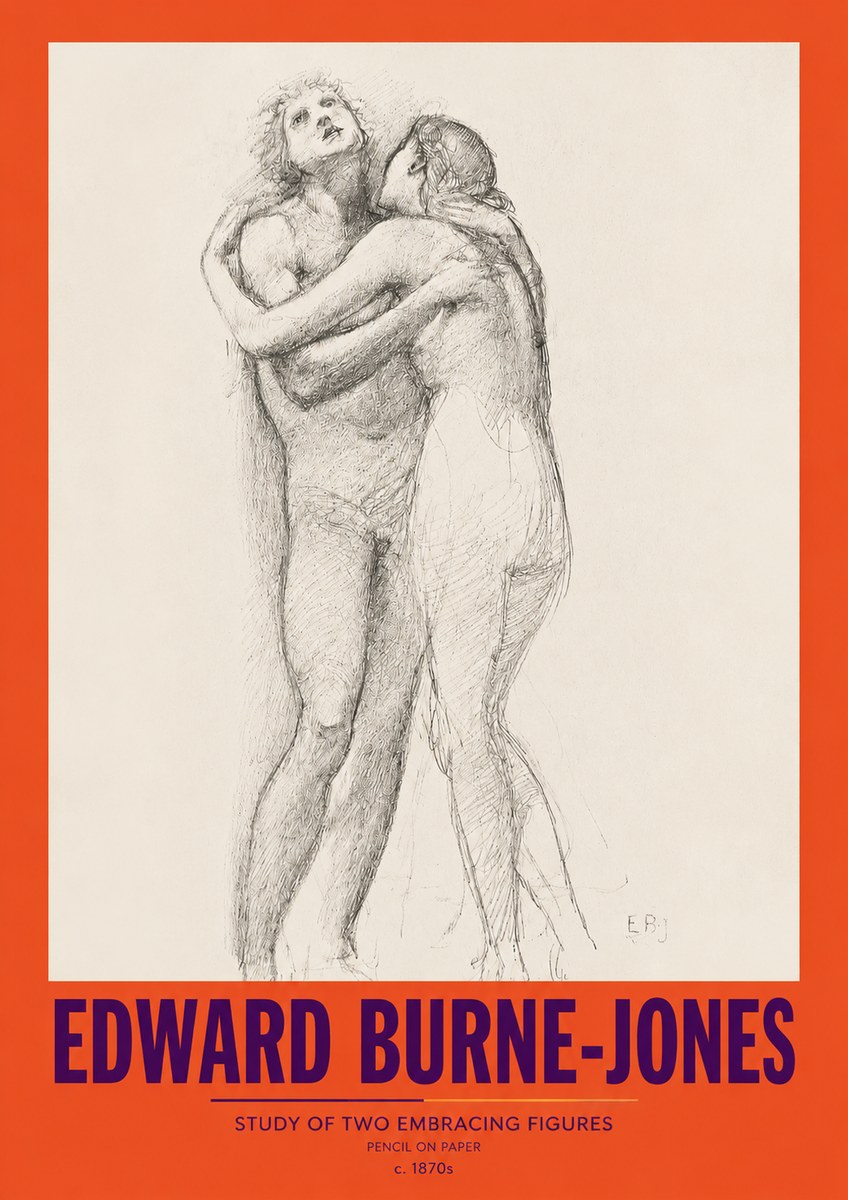 Edward Burne-Jones Study of Two Embracing Figures No2 - Poszter