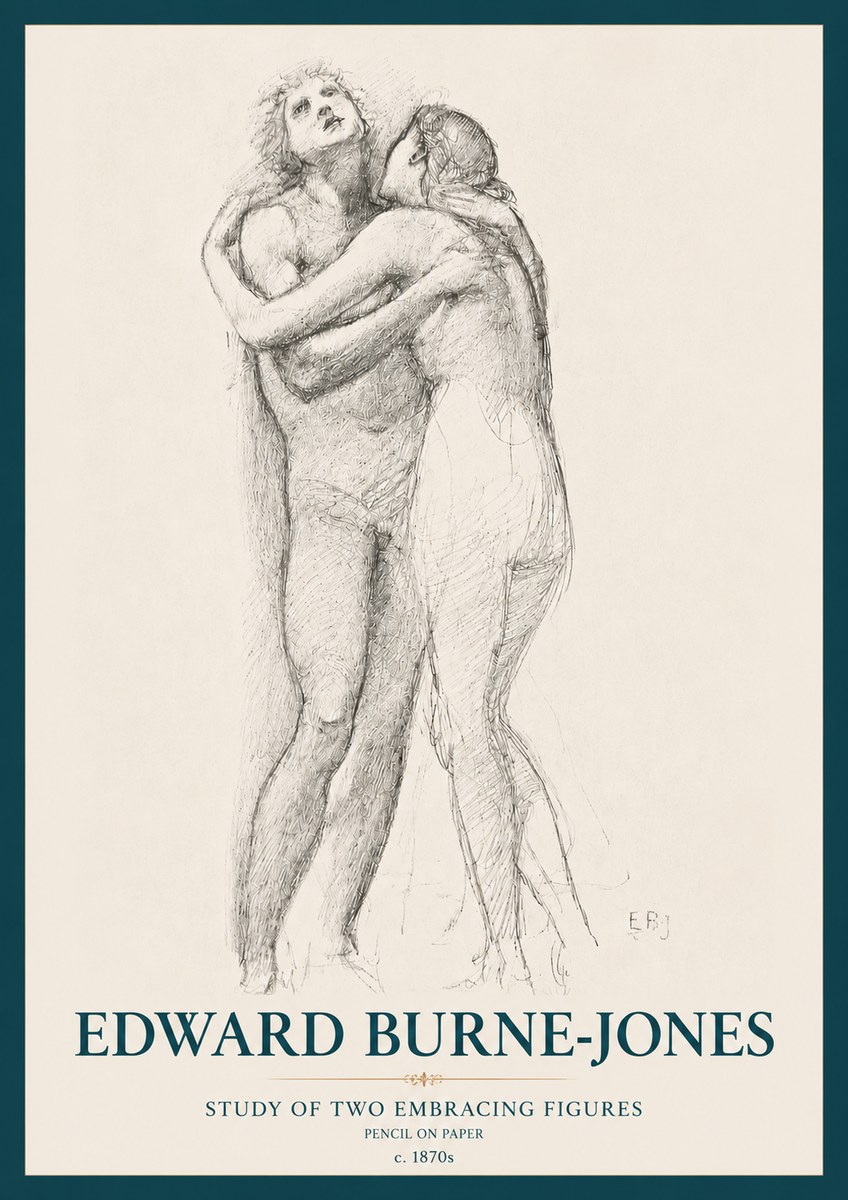 Edward Burne-Jones Study of Two Embracing Figures No3 - Poszter