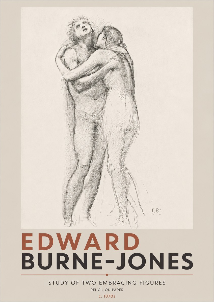 Edward Burne-Jones Study of Two Embracing Figures No4 - Poszter