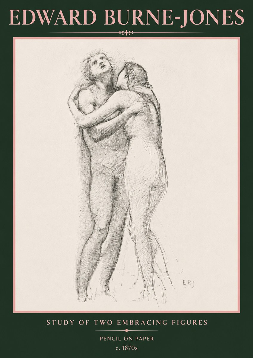 Edward Burne-Jones Study of Two Embracing Figures No5 - Poszter