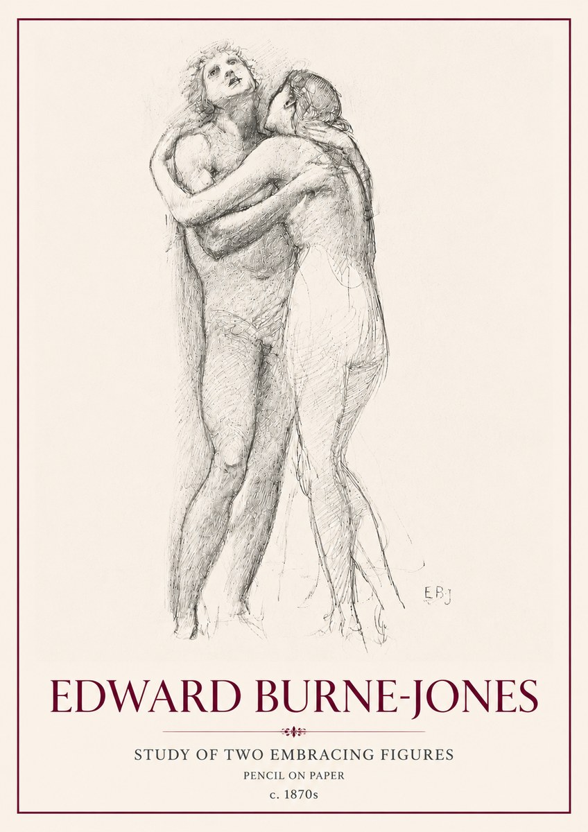 Edward Burne-Jones Study of Two Embracing Figures No6 - Poszter