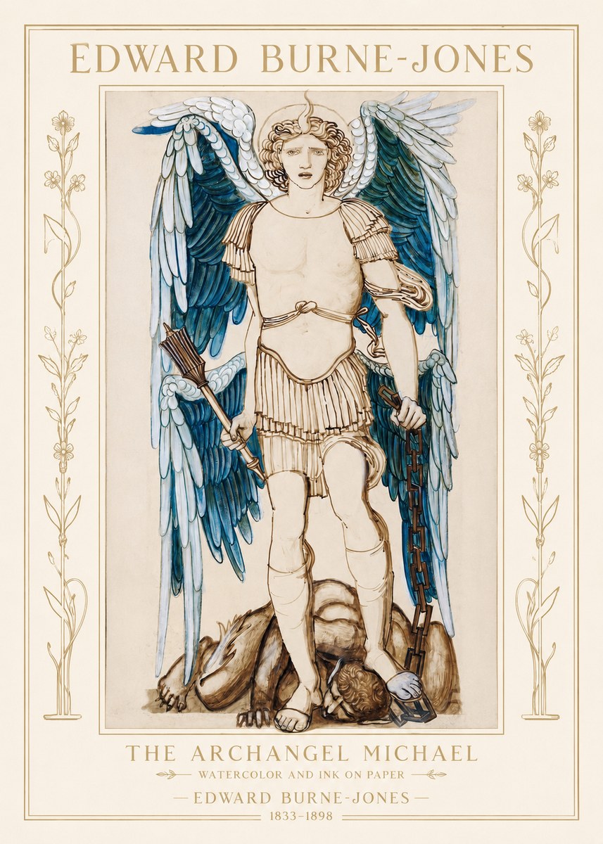 Edward Burne-Jones The Archangel Michael No1 - Poszter