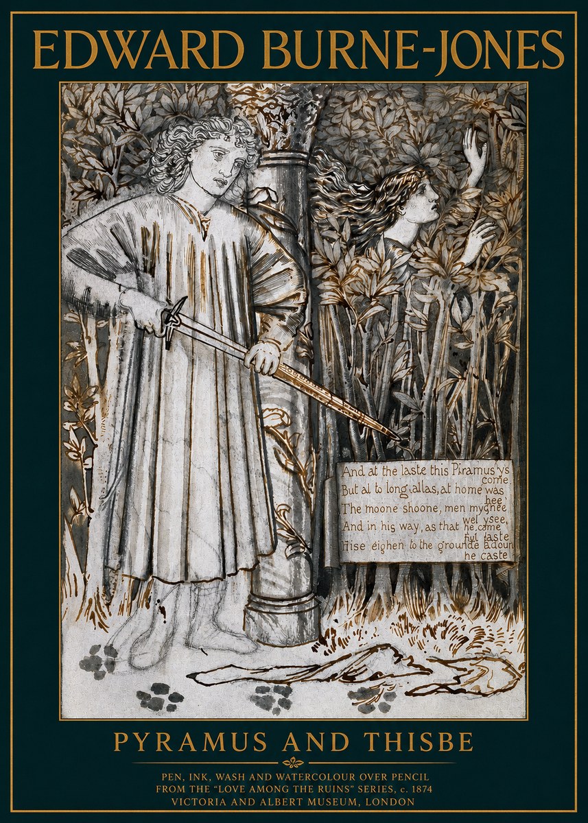 Edward Burne-Jones Pyramus and Thisbe No2 - Poszter