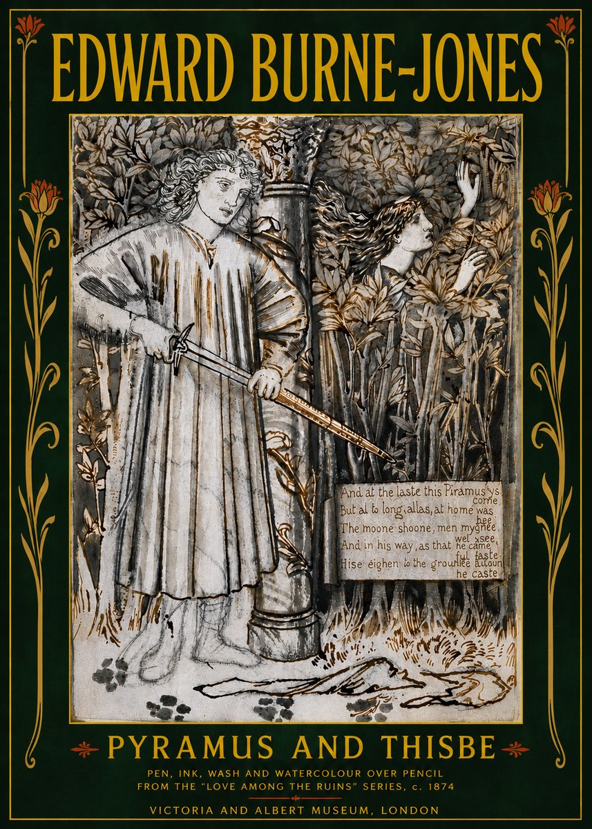 Edward Burne-Jones Pyramus and Thisbe No6 - Poszter