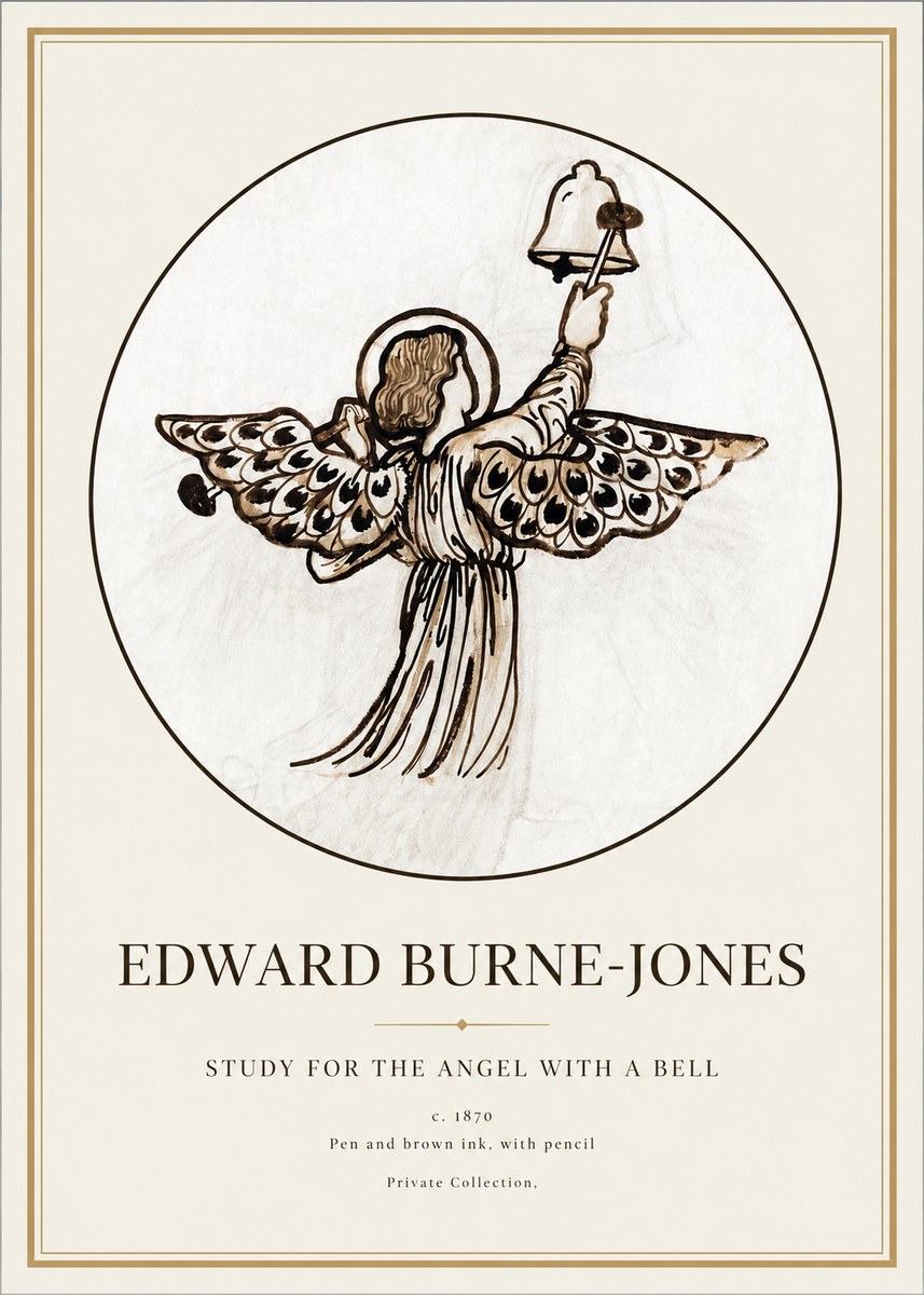 Edward Burne-Jones Study for the Angel with a Bell No1 - Poszter