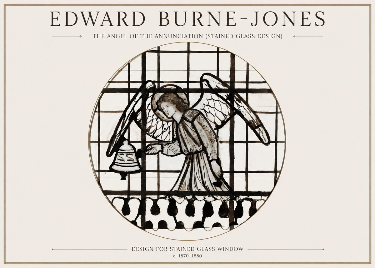 Edward Burne-Jones The Angel of the Annunciation (Stained Glass Design) No1 - Poszter
